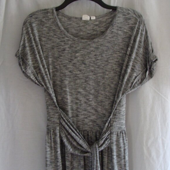 GAP Gray Marled Short Sleeve Jersey Knit Tie Back DRESS Sz SMALL - Picture 1 of 8
